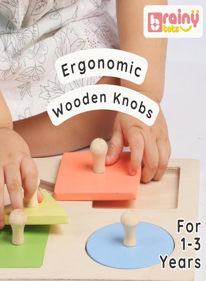 BrainyTots Montessori 4 Shapes Wooden Peg Puzzle| for 1-3 Years | First Birthday Gift | Shapes, Colours & Pincer Grip | Non-Toxic Water-Based Finish | Calm, Stage-Wise Problem Solving Toy - Image 5